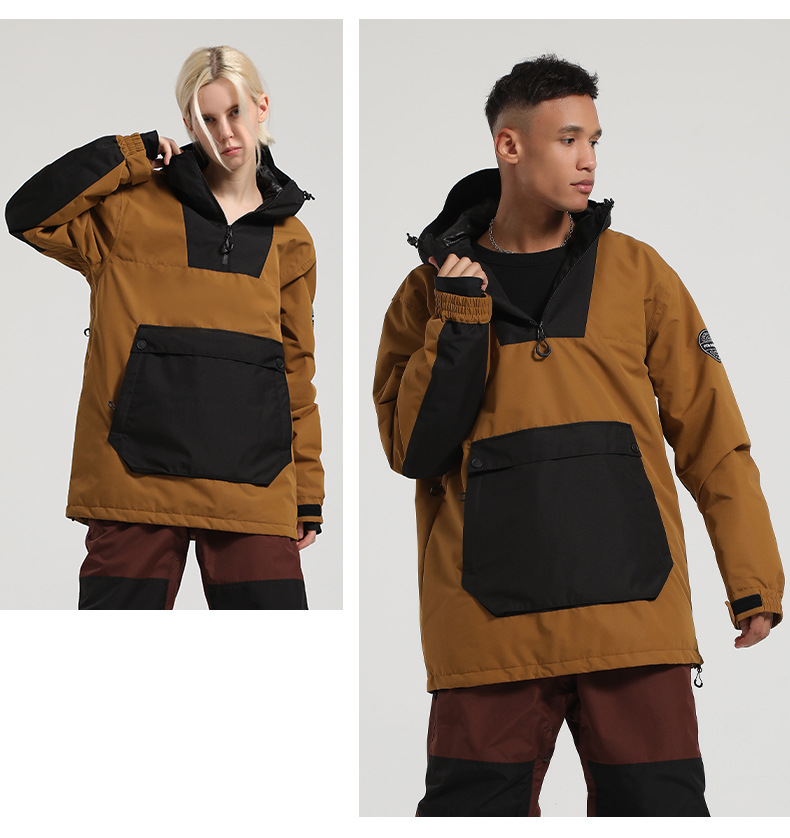 Νέα χειμερινή ένδυση σκι για άνδρες χαλαρό σνόουμπορντ αντιανεμικό αδιάβροχο ζεστό χρώμα αντίθεσης χιονιού γυναικεία υπαίθρια εξοπλισμός σκι_voghion.com