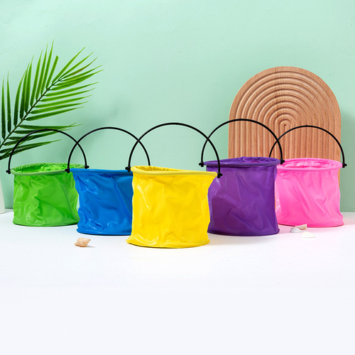 Rubber art folding bucket wholesale multifunctional fishing bucket portable outdoor sketching telescopic brush washing bucket
