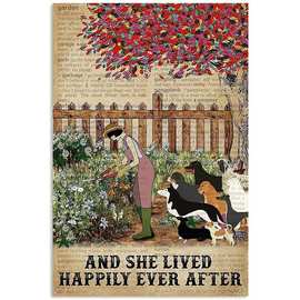 And She Lived Happily Ever After Gardening Dogs 复古海报铁牌