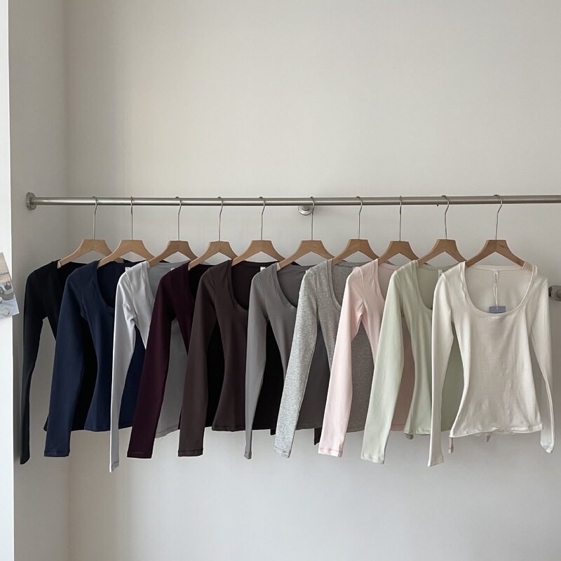 Skims Slim-Fit Long-Sleeve Top with Large U-Neck Skims Slim-Fit Long-Sleeve Top with Large U-Neck