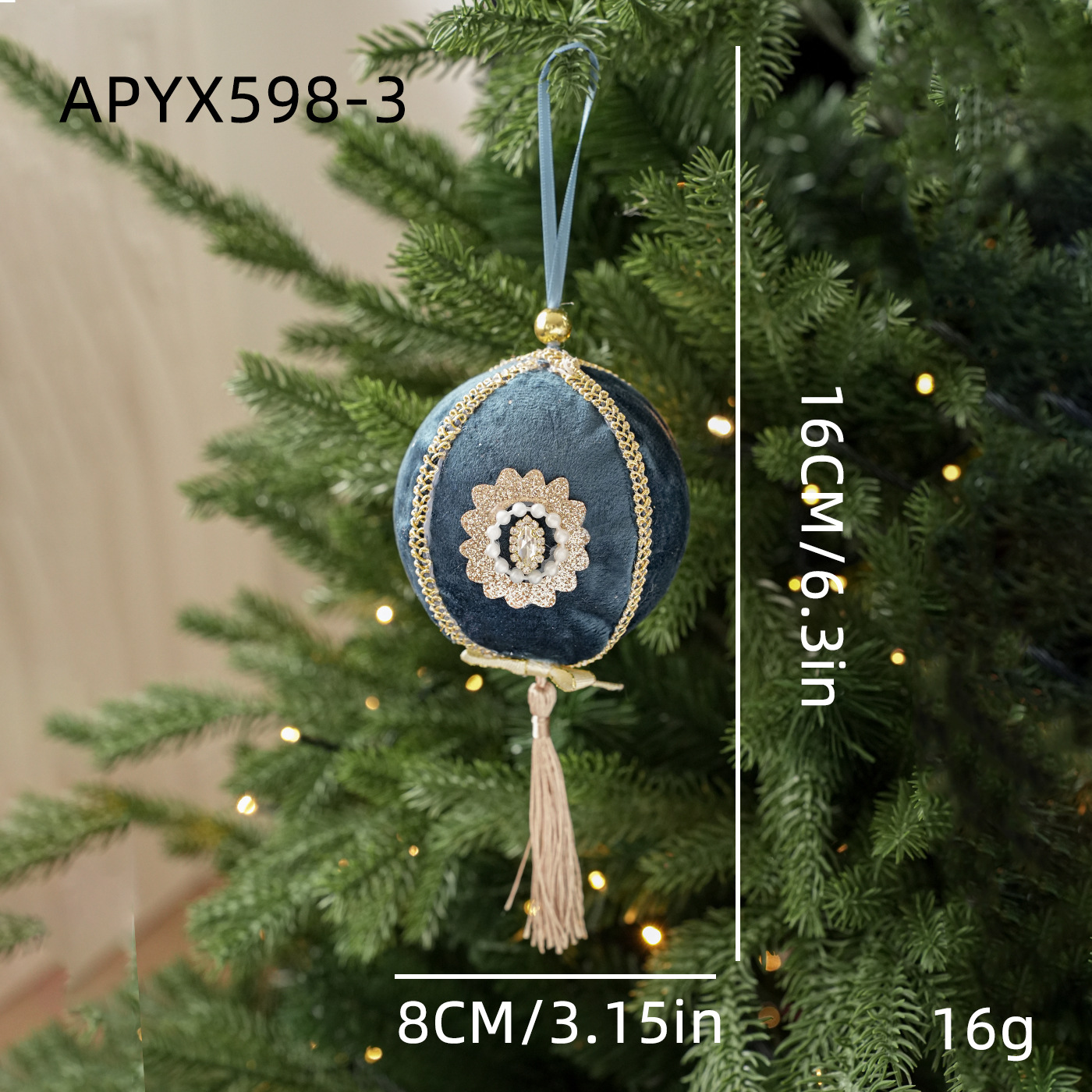 Transfronterizo 8CM tela bola de Navidad envoltura bola de espuma linterna árbol de Navidad decoración de alta calidad colgante colgante
