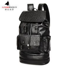 新型韓国版カジュアルpuリュックサックアウトドア旅行カバン靴付き男女アウトドア大容量usbパソコンバッグ