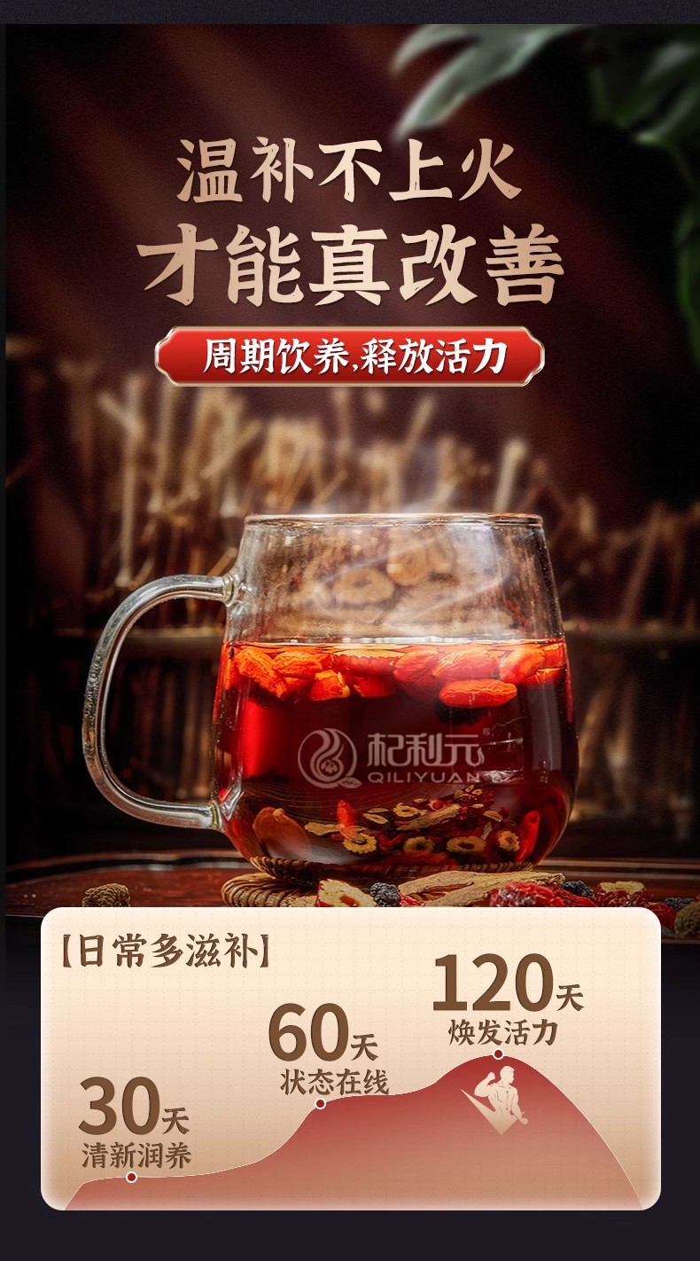 Qi Li Yuan Ginseng Goji Mulberry Wellness Tea Gift Box Herbal Blend for Daily Vitality Support 520g key features