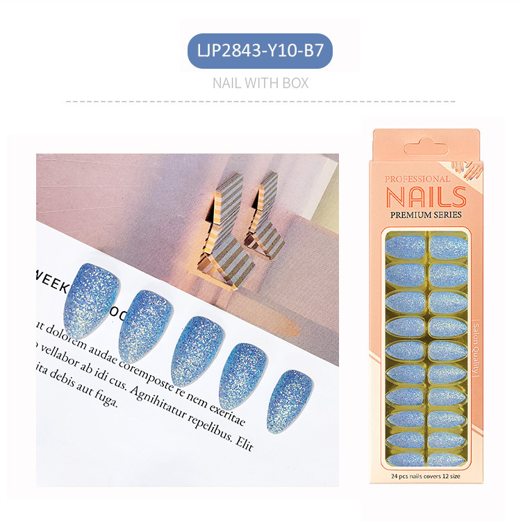 Uñas postizas largas europeas y americanas, uñas postizas puntiagudas largas, pegatinas de uñas con diseño de pico de águila, en caja, con brillo mate.