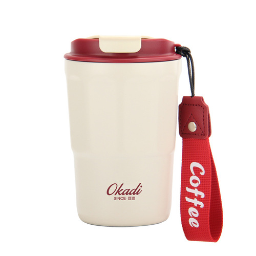 The Kundi 7038 vacuum 316 inner pot leisure coffee mug portable handle insulated water cup with logo printing