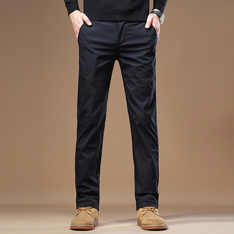 Italian Black High-End Casual Pants for Men 2026 Autumn and Winter Elastic Slim Straight Versatile Business Simple Dress Pants