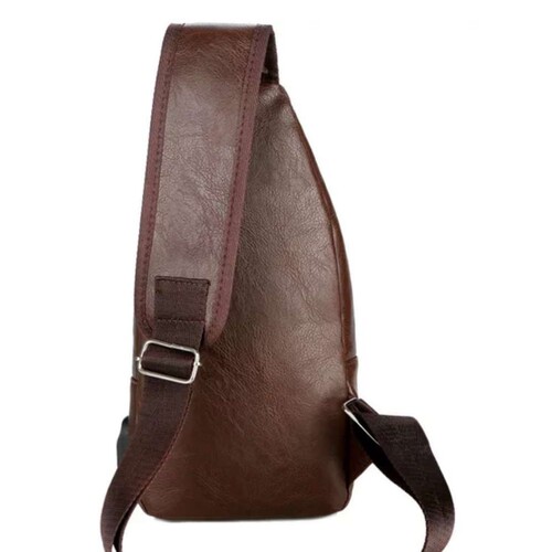 Cross-border new leisure unisex single-shoulder bag outdoor sports USB charging chest bag for men PU business cross-body bag