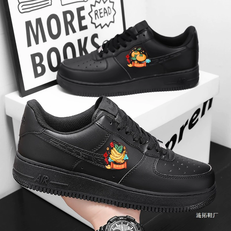 Putian Naike Official Air Force One Black Af1 Black Warrior Men's Shoes Pure Black Sneakers Women's Shoes Running Sports Pure Original