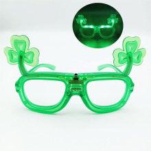 爱尔兰节led三叶草绿色发光眼镜装饰舞会派对创意玩具爆款网红