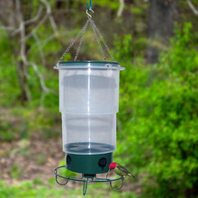 跨境新款喂鸟器可伸缩便捷悬挂式绿色户外花园庭院铁艺蜂鸟喂食器