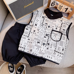 2024 New Style Boys Internet Celebrity Fashionable Clothes Children's Handsome Vest Summer Clothes Boys Summer Sleeveless Suit