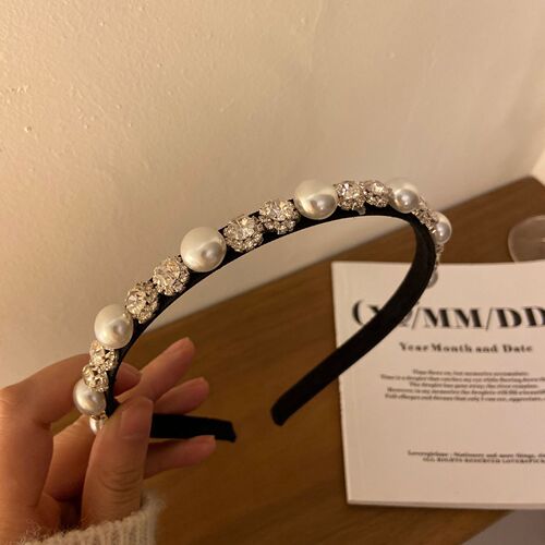 French retro pearl temperament hairband hairpin female niche high-end exquisite headband hair accessories daily outing headwear