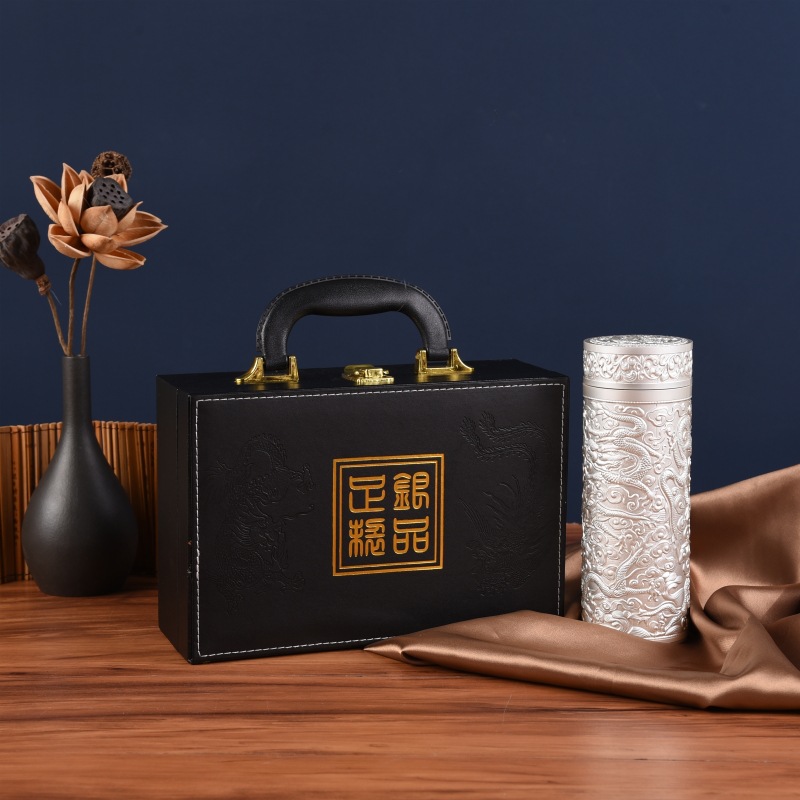 999足银内胆九龙银杯浮雕百福杯真空保温保健杯高档会销商务礼品