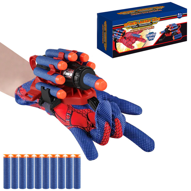 Bracelet Spider Launcher Soft Bullet Suction Cup Spit Silk Jet Sticky Wall Soft Bullet Gun Children's Hero Wrist Toy
