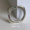 Ring with letters, fashionable chain, Korean style, silver 925 sample, on index finger