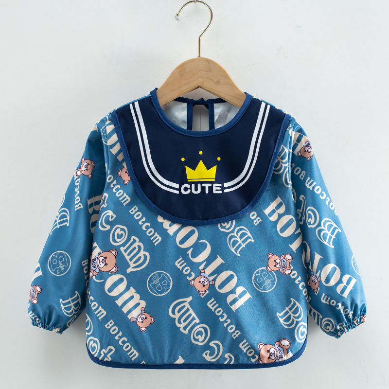 Mono para niños impermeable de manga larga anti-vestirse bebé comiendo ropa delantal bebé mono de bebé babero ropa de protección