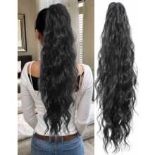 跨境假发马尾女士欧美玉米烫蓬松大抓夹马尾辫假发接发马尾26英寸