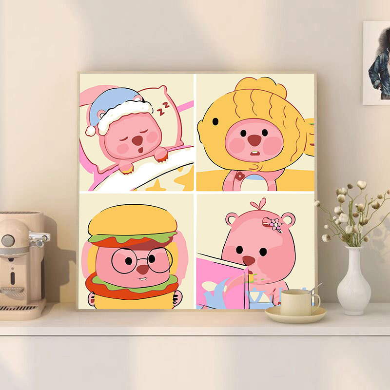 漫画 Q バージョンエッグマンパーティーシリーズ DIY デジタル油絵子供の手作り着色油絵装飾品卸売|undefined