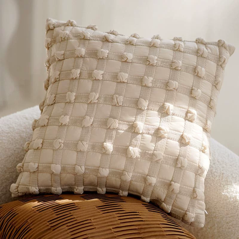 Creamy high -end retro style knot pillow pillow sleeve sofa bed on the brown bed on the waist on the waist pillow and cushion with core bay windows