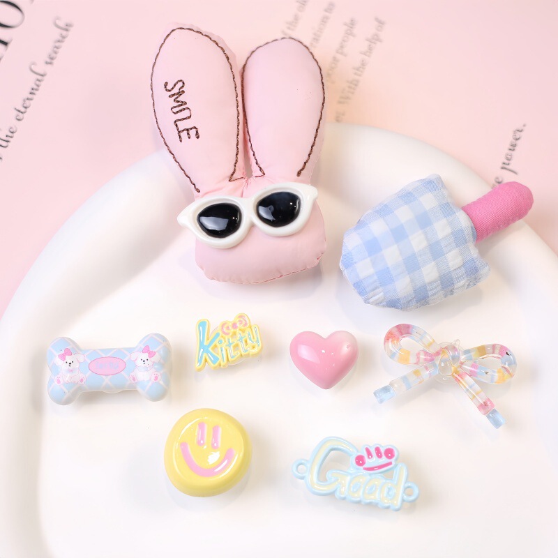Cartoon Cotton-Filled Rabbit DIY Accessories Handmade Hair Clips, Hair Ornaments, Phone Cases, Water Cup Stickers, Bag Charms, Accessories Wholesale