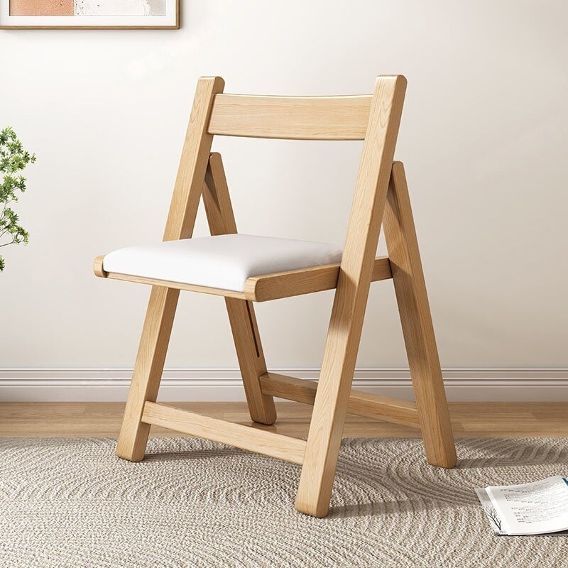 Solid Wood Folding Chair, Nordic Folding Chair, Home Dining Chair, Portable Foldable Outdoor Chair with Backrest, No Installation Required