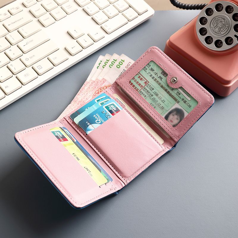 Steele corto lindo dibujos animados estudiantes damas billetera plegable bolso de tarjetas bolso de tarjetas bolso de cambio antimagnético