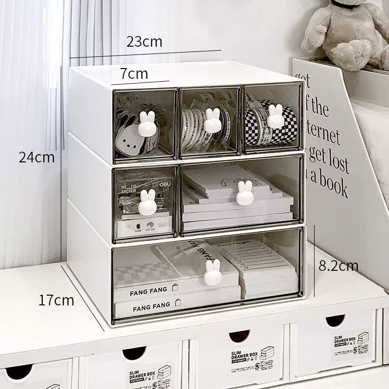 Desktop Acrylic Storage Box, Transparent 3-Layer Stackable Drawer Organizer for Desk and Dorm
