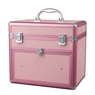 New Multi-Layer Large-Capacity Portable Cosmetic Case Aluminum Alloy Hairdressing Tool Box Multi-Functional Storage Box