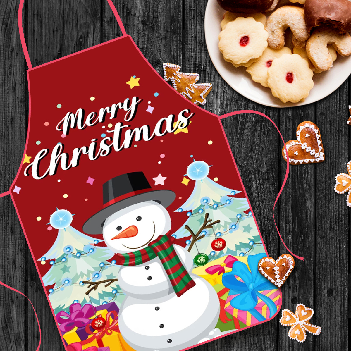 Christmas Decorations Fabric Printed Christmas Apron Party Atmosphere Decoration display picture 1