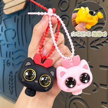 解压爆眼猫解压捏捏乐发泄玩具卡通钥匙扣书包挂件小礼品挂饰批发