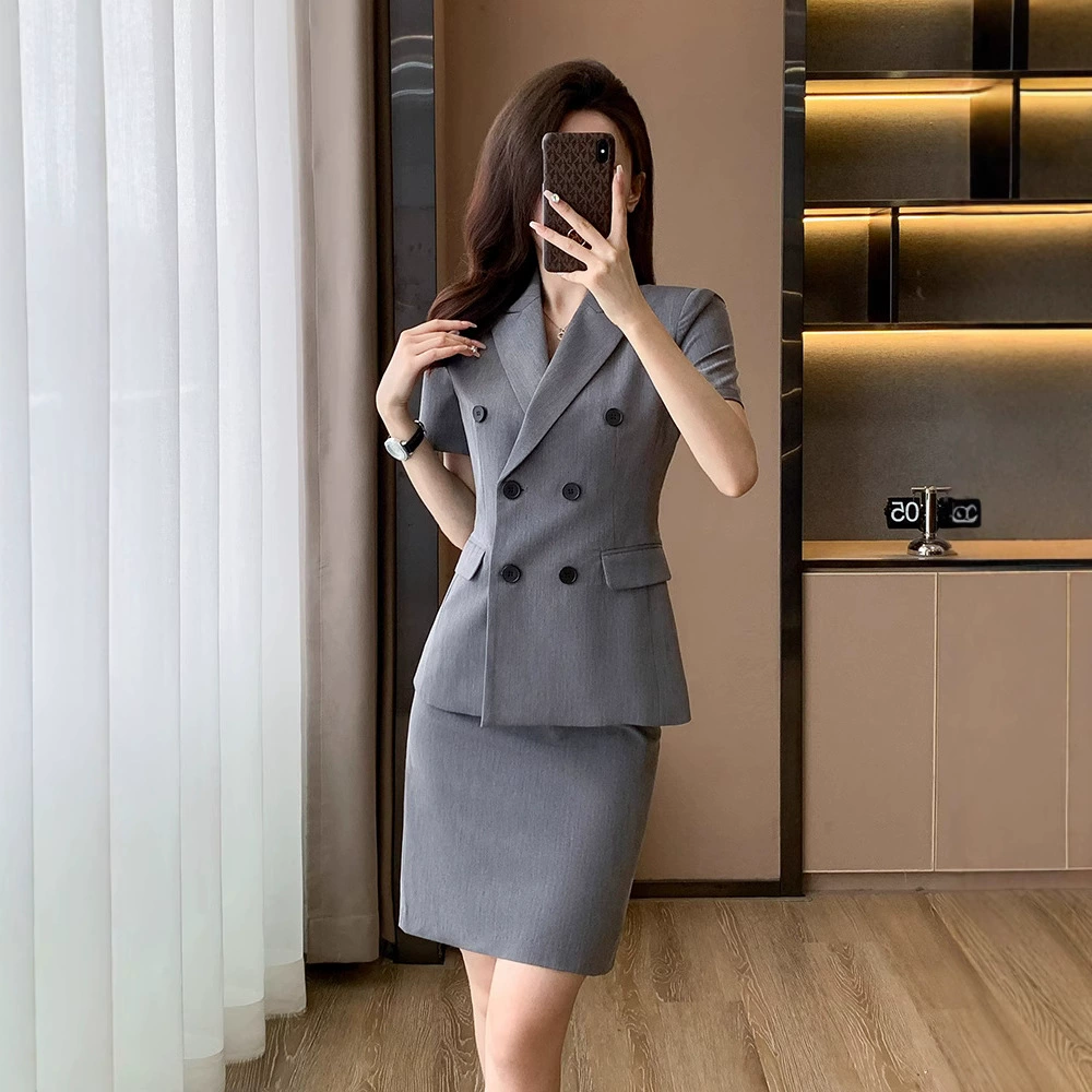 Летний короткий рукав тонкий 2025 новый стиль интервью костюм высокого класса куртка рабочая одежда профессиональный костюм костюм костюм костюм костюм костюм женский
