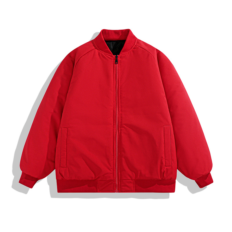 冬のファッションブランドのカジュアルな綿のジャケットのゆったりした綿の服の男性の立襟は厚い純色の綿の上着のカップルの青年の綿の服のコートを厚くします。