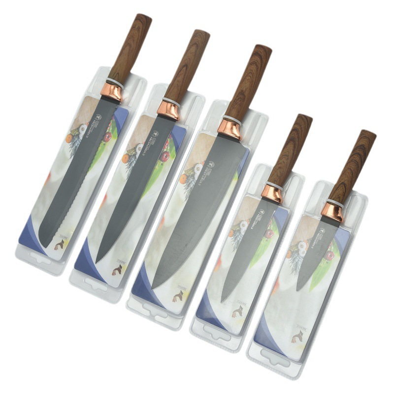 Juego de cuchillos de venta directa Juego de cuchillos de oro galvanizado Juego de cuchillos de acero inoxidable Juego de cuchillos de seis piezas