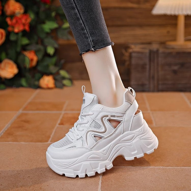 Zapatos de papá de mujer pequeña altura interior sandalias de mujer 2026 zapatos de verano de mujer ventilados huecos zapatos casuales