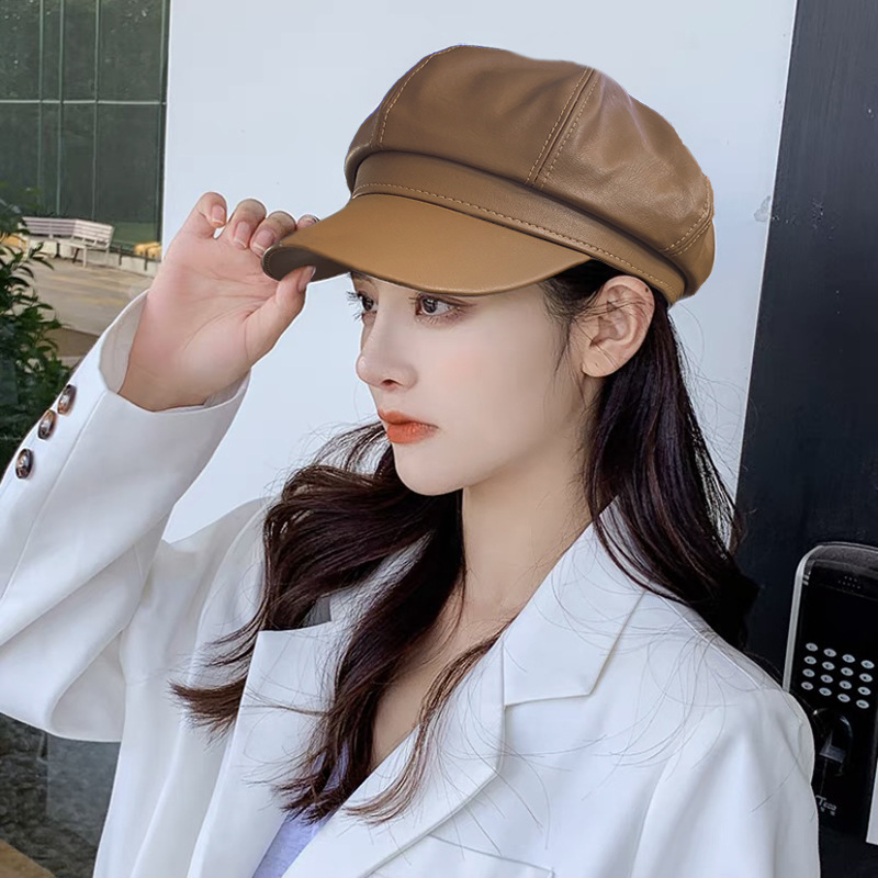 美拉德八角帽子女纯色贝雷帽女秋冬季2025新款复古画家帽子显脸小|undefined