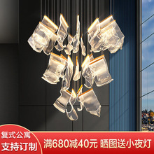 新款复式楼大吊灯后现代简约轻奢客厅灯创意灯具楼梯餐厅艺术灯饰