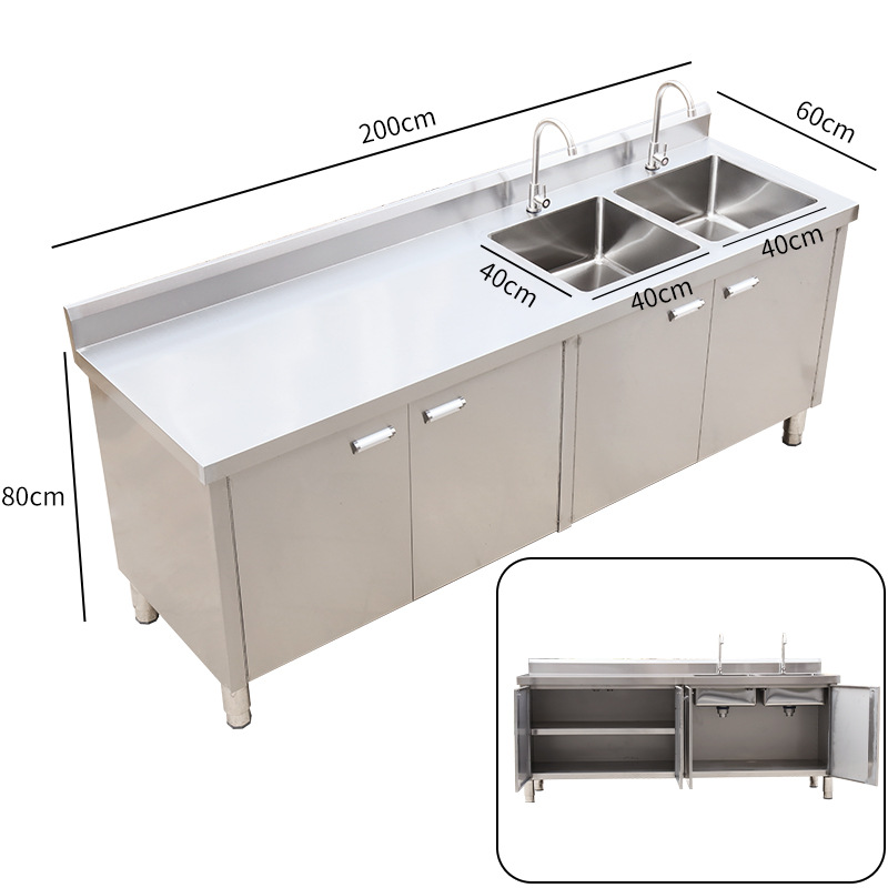 Commercial 304 cocina lavabo de acero inoxidable gabinete lavabo de verduras cubierta gabinete de gabinete doméstico comercial