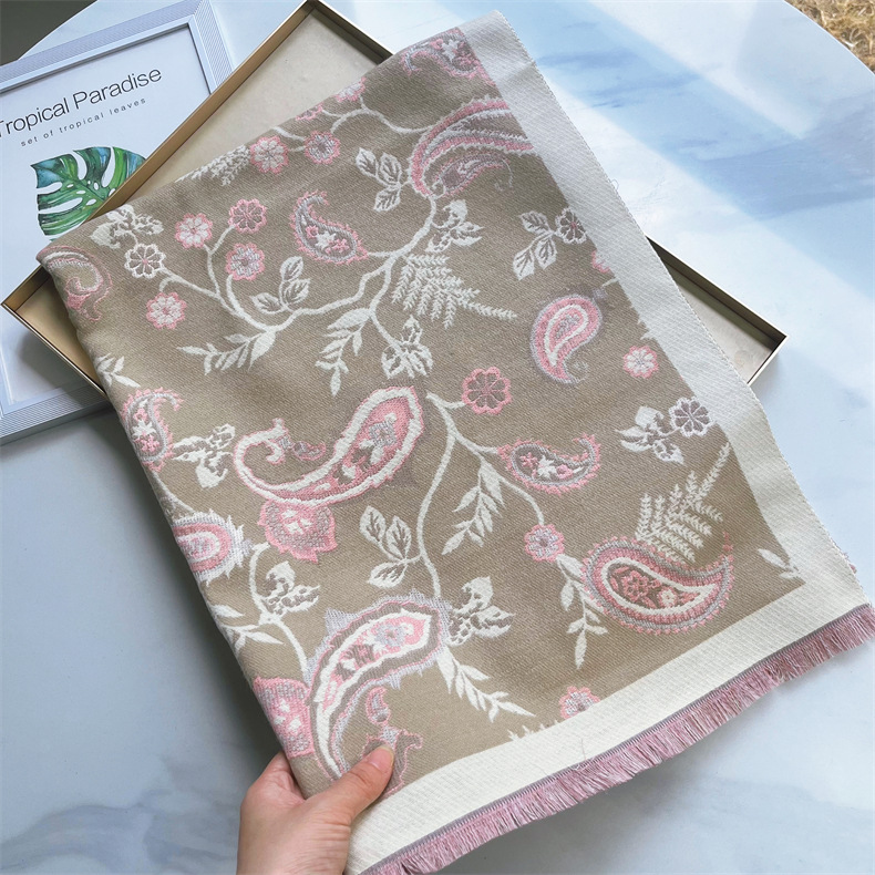 Sciarpa versatile autunno e inverno lunga fascia collo in imitazione cashmere anacardi fiore scialle Sciarpa da donna_voghion.com