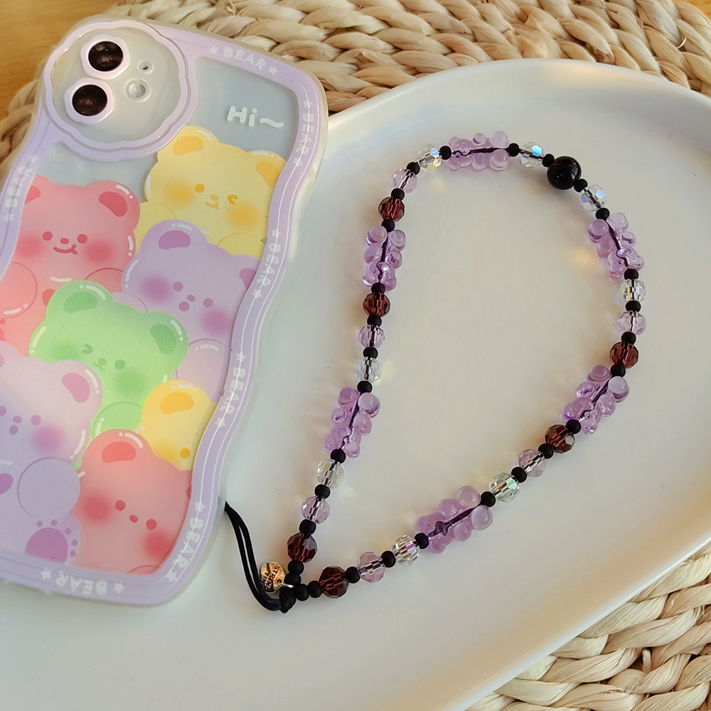 1 Piece Fashion Colorful Bear Arylic Glass Beaded Bag Pendant display picture 2