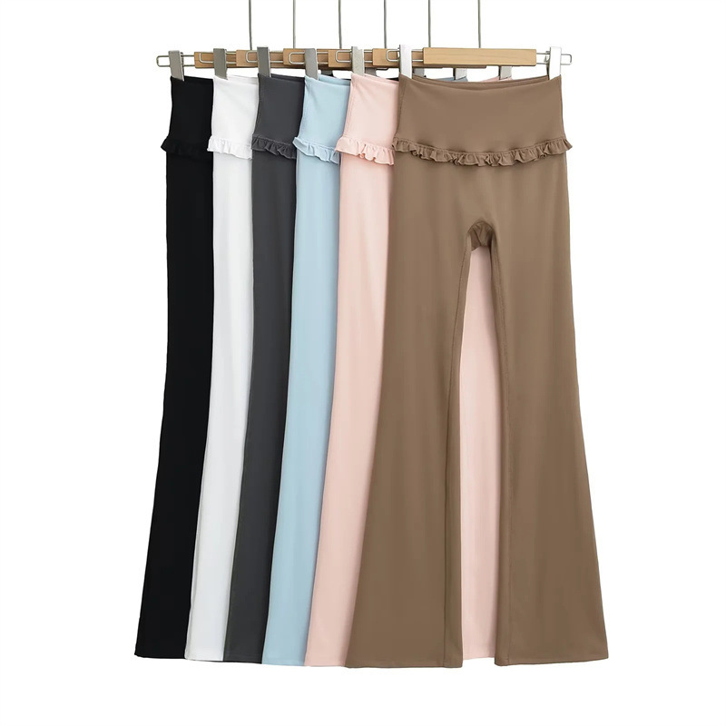 New American-Style High-Waisted Butt-Lifting Lace-Up Naked-Feel Yoga Pants Running Fitness Flared Pants Sports Slimming Casual Long Pants