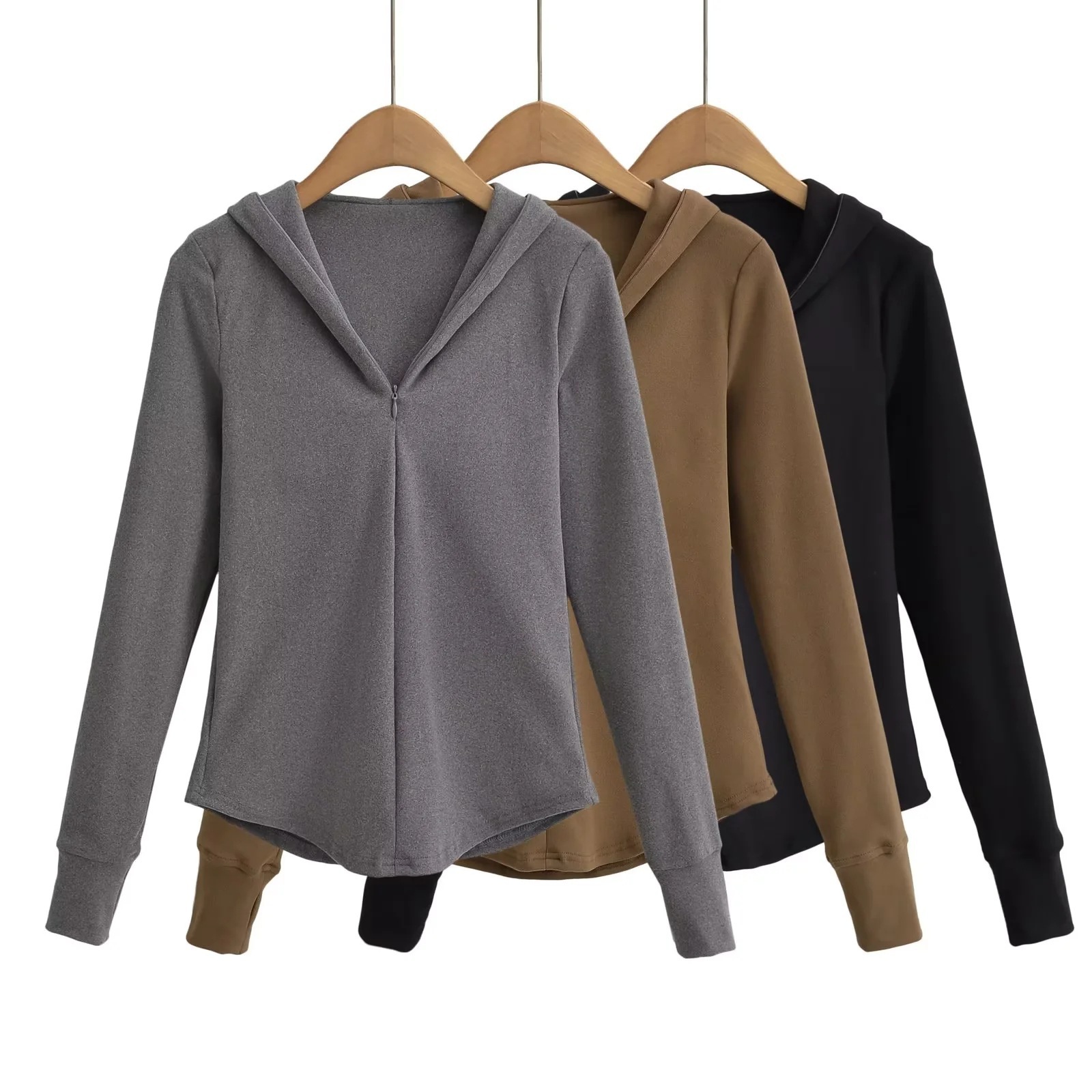 Spring velvet comfortable long-sleeve with zipper