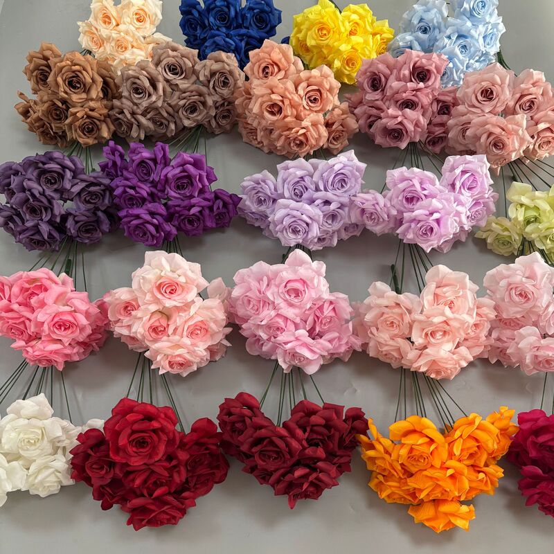 9-Piece Bouquet of Diamond Roses for Wedding Hall Floral Arrangements, Leafless Roses, Artificial Flower Path Guide