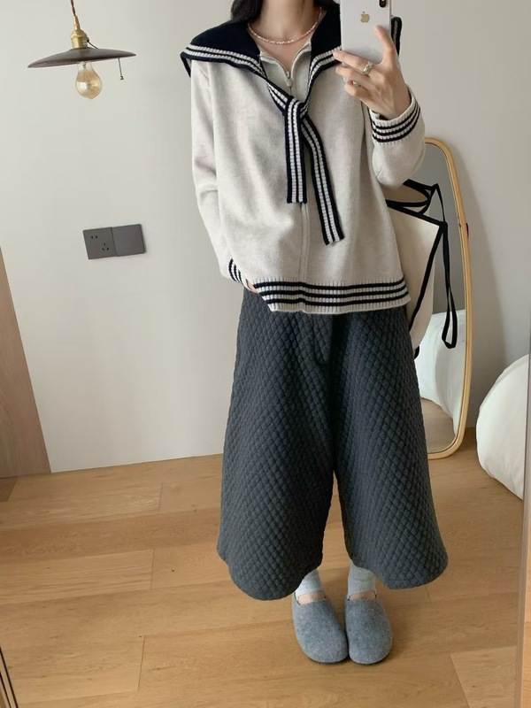 高级感海军领毛衣针织拉链开衫外套女秋冬加厚软糯慵懒风绝美上衣|undefined