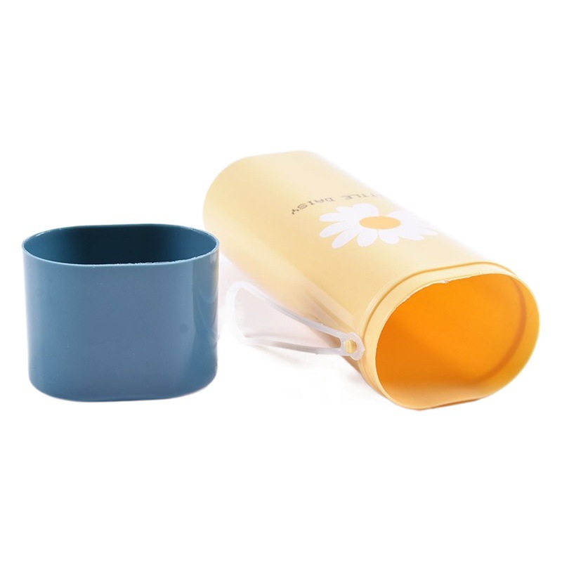 Small Daisy toothbrush box plastic brushing Cup wash cup with lid portable travel toothbrush box toothbrush storage box