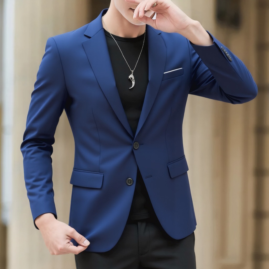 Completo da uomo 2025, giacca slim fit in stile coreano semplice e alla moda, blazer casual da lavoro di alta qualità_voghion.com
