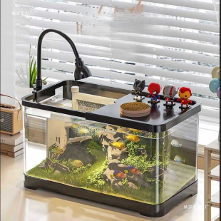 Fish Tank Aquarium Desktop Ecological Goldfish Tank Plastic Transparent Living Room Landscaping Small and Medium-Sized Lazy Person Water Change Household Tank