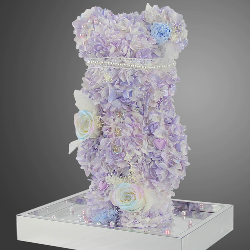 Flor inmortal tortilla violenta oso caja acrílica para el día de San Valentín regalo de cumpleaños de novia fábrica al por mayor