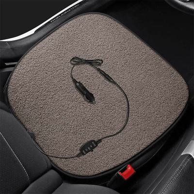 Heated Seat Cushion Single Piece: Multi-function pad - teddy-velvet-12v-cigarette-lighter-square-mat-warm-yang-brown-leaflet