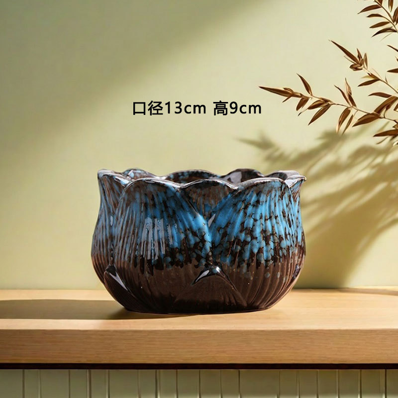 Qunseng maceta de flores de cerámica doméstica maceta de cerámica gruesa de gran calibre maceta de cerámica verde bandeja de flores al por mayor de precios especiales