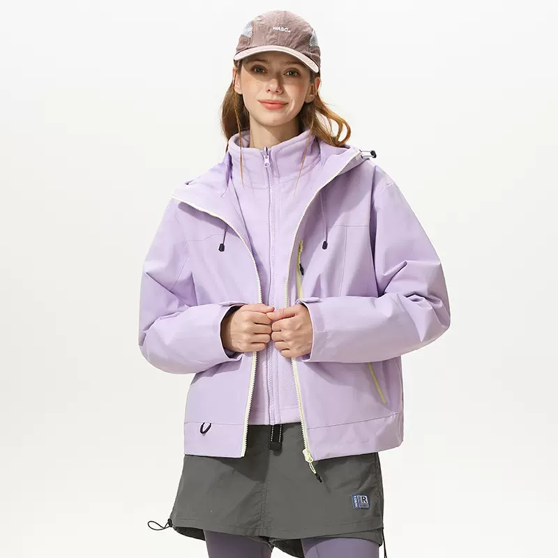 新款冬季连帽冲锋衣户外风衣女三合一保暖舒适运动防风外套冲锋衣